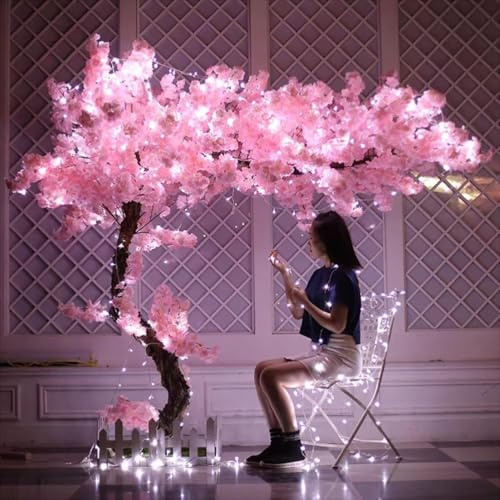Árboles Flores de Cerezo Artificiales,Flor Árbol Cerezo Artificial con,Árbol de Cerezo con Hojas Rosadas,para Hogar Salon Dormitorio Decoración de Bodas En Interiores y Exteriores,04,100×80cm