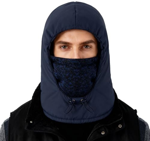 TAGVO Winter Balaclava Waterproof Windproof Hat Thermal Face Mask for Men & Women Full Coverage Cycling Skiing Hiking Ski Face Cover Neck Warmer Universal Size Navy Blue