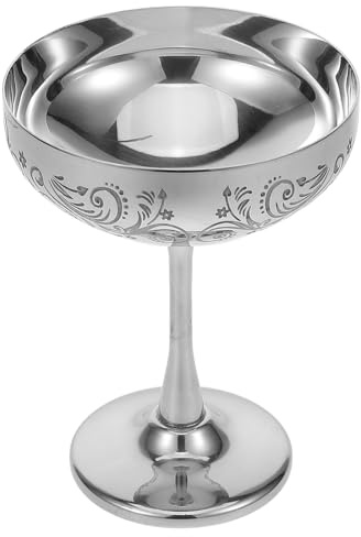 BESPORTBLE Tazza Da Dessert in Acciaio Inox Coppa Per Gelato e Frutta Ciotola Piedini in Metallo Accessori Da Cucina Semplici Ed Eleganti Adatta Per Feste Al Chiuso e Uso Domestico