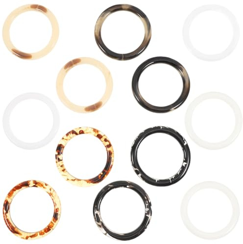 KALLORY 12 Pcs Resin Napkin Rings Set, Modern Scarf Rings and Buckles, Multi-Color Mix for Family Gatherings, Parties, Thanksgiving, and Everyday Dining Table Decoration