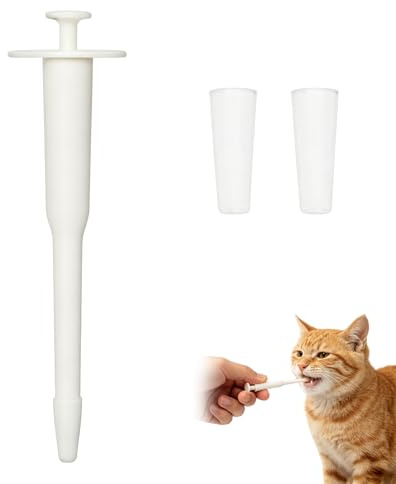 Pet Pill Popper for Cats and Dogs, Side-Grip Tablet Dispenser with 2 Soft Silicone Tips, Ergonomic One-Handed Medicine Feeder for Small Animals, Anti-Slip Pill Plunger Popper for Tablets & Capsules (W