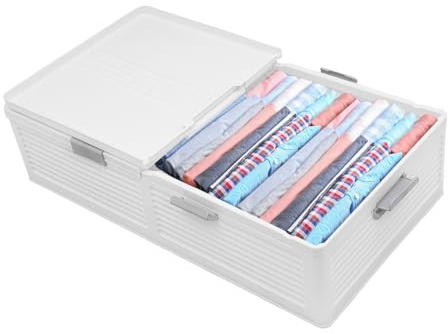 AUXSL Caja de almacenamiento con ruedas para debajo de la cama (blanco opaco)
