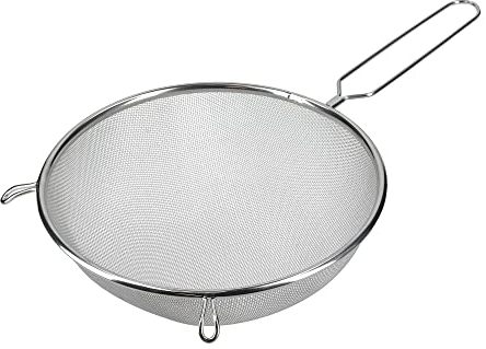 KitchenCraft Großes feinmaschiges Metall-Küchensieb, Edelstahl-Rundsieb, 25cm, 1 Stück