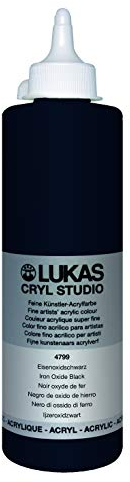 Lukas Cryl Studio 500 ml, Acrylfarbe in Premium-Qualität, Eisenoxidschwarz
