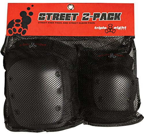 Triple 8 Knie und Ellenbogenschoner Street 2 Pack, Schwarz, XS, 1361000013