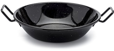 Zinel 4504 Pan Kadai/Wok with Handles, Enamel, Black/White Dots, 26cm