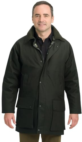 Game Technical Apparel New British Quilted Padded Country Wax Cotton Rain Jacket (L, Olive)