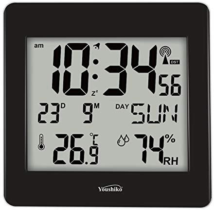 Youshiko Jumbo LCD Radio Controlled (UK & Ireland Version/Premium Quality/Clear Display) Silent Wall & Desk Clock, (YC8058)