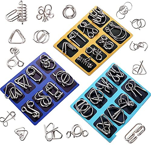 MINGZE 24 Piezas Juguetes Mágicos de Alambre de Metal Set, 3D Rompecabezas Brain Teaser Puzzle, IQ Inteligencia Juguete Educativo Juego Niños y Adolescentes