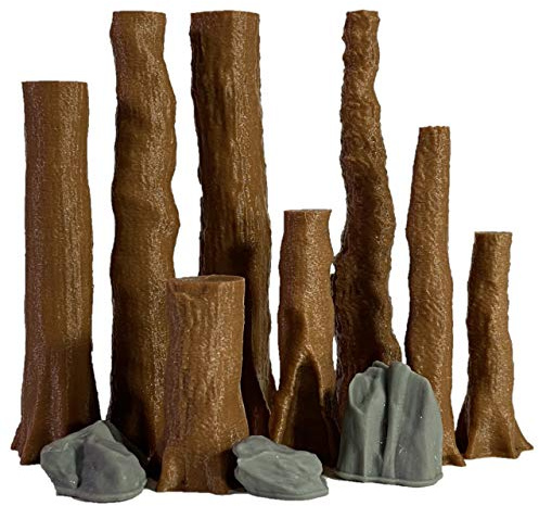 Extruded Gaming Redwood Trees Set 2 - Tabletop Gaming Terrain - Miniature Terrain - Includes Eight Trees, Three Unique Stones - Adult, Teen, Young Adult