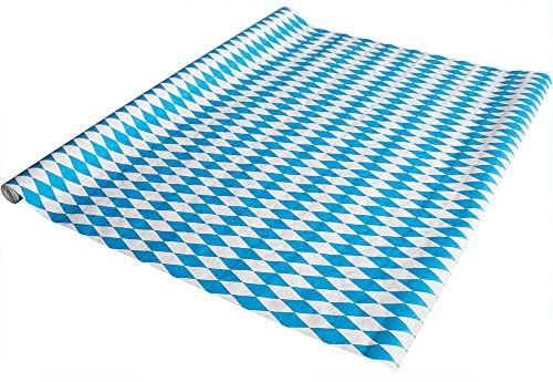 NEU Tischtuch Damast 8x1m mit Bayern-Raute, blau-weiß, Papier-Tischdecke
