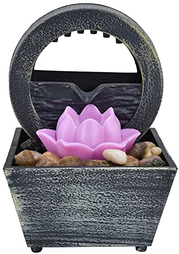 Nikou Fuente de Mesa, Fuente LED USB de 3 V con Piedras, decoración de Mesa Decorativa, Cascada para el hogar y la Oficina