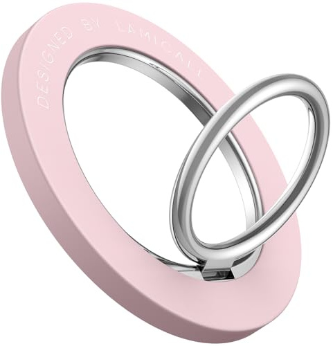 Magnetic Phone Ring Holder for MagSafe - Lamicall 360 Rotating Phone Grip [Removable & Wireless Charging Friendly] for iPhone 17 16 15 14 13 12 Pro/Pro Max/Plus/Mini/Air, Others with Iron Plate - Pink