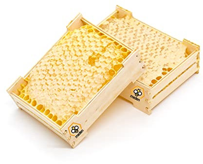 2 nido de abeja crudo de 300 g de flores silvestres en marco de madera, peine de miel natural pura - sin pasteurizar