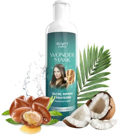 Wonder Mask – Hair Mask alla Cheratina per Capelli Crespi e Ribelli – Maschera Lisciante Anticrespo, Idratante e Nutriente – Trattamento Professionale per Capelli Lisci e Setosi – 200ml