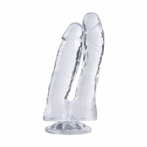 Double Dildo Analdildos Mit Starker Saugnapf Vaginal Natural Real Feel Penis-Nachbildung Dildo Masturbator Sexspielzeug Analplug für Paare Anfänger Fortgeschrittene(Größe: 18/16 cm) (Transparent)