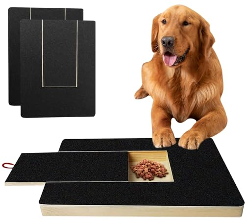 Planche à gratter pour Les Ongles avec boîte à goûter, Tableau à griffer pour Chien avec 2 Feuilles de Papier de Verre de Rechange, Bloc à gratter Alternatif