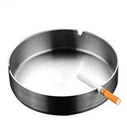 Cenicero de acero inoxidable para sala de estar, mesa de café redonda adecuada para el hogar, oficina, cafetería, bar, cenicero ideal para el hogar, oficina, bienvenido a comprar (Color: Plata,