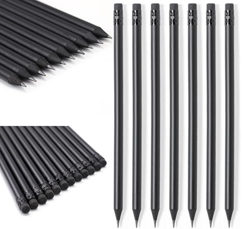 Sxutop 100 Pezzi Matite di Legno Nere Matite HB con Gomma matite Nere da Disegno Matita Grafite Matita Scrittura per Ufficio Materiale Scolastico Studenti Insegnanti, 19 cm di Lunghezza