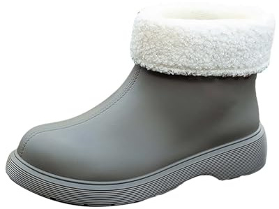 Generico Botines de lluvia para mujer, acolchados, antideslizantes, botas de agua de colores, jardinería, zapatos con pelo, botines de mujer de trabajo, botas de lluvia para mujer, goma a prueba de