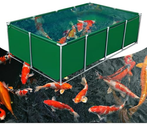 Poxvythb Laghetti da Giardino Fuori Terra Vasca Acquacoltura Multifunzione 2-in-1Con Staffe Metalliche per Interni/Esterni | Dimensioni 1.5x1x0.5m | Verde