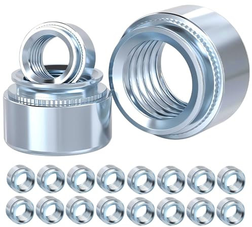 Qrity 20 Pièces Écrous Pression Rivetage, Écrous à Sertir en Acier au Carbone Zingué, M2-0mm D'éCrous à Rivets Outil de Fixation en Métal pour Tôles, Appareils