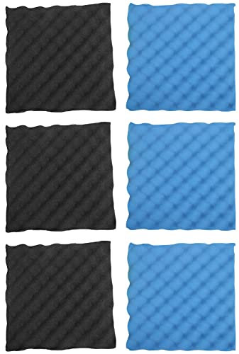 Gosera 6 Pack Black + blue/Charcoal egg crate foam acoustic tiles soundproofing foam panels sound insulation soundproof foam padding sound dampening Studio padding 30x30x3.8cm