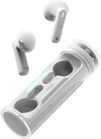 Vieta Pro Auriculares Inalámbricos con Bluetooth 5.4, Control Táctil y Manos Libres. Cascos con Micrófono y Batería de 19h. Auriculares con Caja de Carga Magnética Portátil | Rolling Blanco