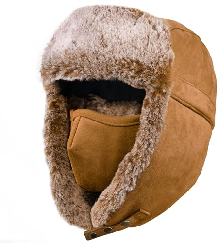 Unigear Chapka d’Hiver Chapeau de Trappeur Chaud Bonnet de Russe Bonnet Aviateur avec Masque Amovible Confortable Coupe-Vent Anti-poussière Étanche pour Ski Snowboard et Les Activités d’Hiver
