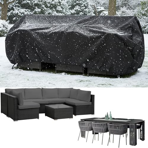 Coperture per Mobili da Giardino 300x100x80cm/L x P x A 420D Oxford Copertura da Tavolo da Esterno Telo Copri Tavoli da Terrazza Rettangolo Impermeabile Antivento Antineve Telo Protettivo Esterno