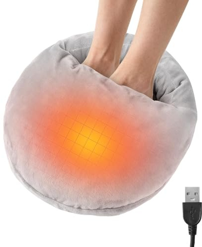 Hitburu Chauffe-Pieds Électrique - 3 Modes De Chaleur Avec Minuterie Et Arrêt Automatique | Réchauffeur de Pieds Portable,Pour Femmes Hommes Lit Bureaux Chaise Camping Jambes Repos Travail
