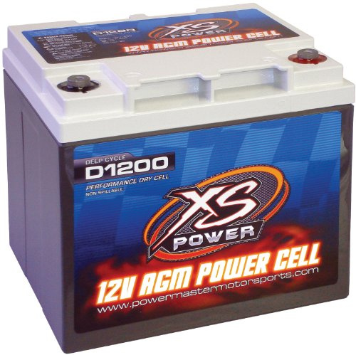 XS Power D1200 2600 Amp AGM Battery with M6 Terminal Hardware - 12 Volt 55Ah 740CA Deep Cycle AGM Powercell for Car Audio Systems and Performance Cars