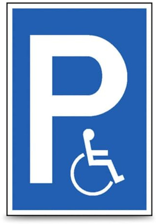 Betriebsausstattung24 Parkplatzschild Rollstuhlfahrer - Hart-PVC - 25,0 x 40,0 cm - P und Rollstuhl Symbol - Behindertenparkplatz