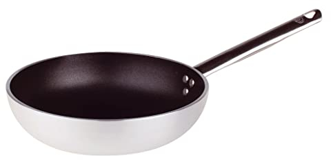 Pentole Agnelli Platinum Padella Svasata Alta a Saltare, in Alluminio, Acciaio Inossidabile, Argento e Nero, 28 cm