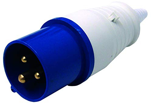 Electraline 80855 Fiche électrique industrielle, IEC, 32A, 2P+E, 220V, IP44, Bleu