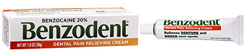 Benzodent Maximum Strength Dental and Oral Pain Relieving Cream for Dentures, Mouth Sores, and Braces, Long lasting Topical Anesthetic, 1oz