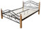 Homestyle4u 1263, Metallbett 180 x 200 Mit Lattenrost, Bettgestell Metall, Pfosten Holz Natur