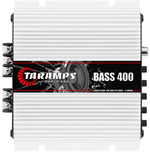 Taramps Bass 400 2 Ohms Monoblock Amplifier 400 Watts Rms 1 Channel 14.4VDC Out Power Full Range, Great for Sub/Bass - Rca/High Level Input, Car Audio