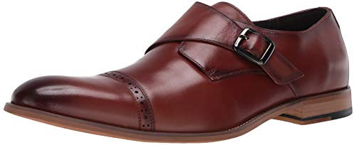 STACY ADAMS Desmond Herren-Schlupfschuhe mit Zehenkappe und Monk-Strap, Braun (Cognac), 50 EU