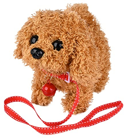 WorWoder Plush Teddy Toy Puppy Electronic Interactive Pet Dog - Walking, Barking, Tail Wagging, Stretching Companion Animal for Kids Children (Teddy Dog)