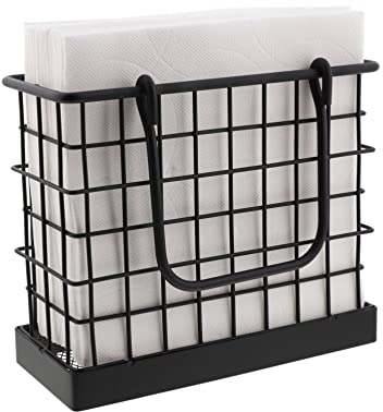 Stehender Serviettenhalter aus schwarzem Metall für Lunch-Servietten