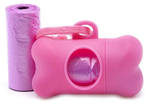 CABLEPELADO Dispensador de bolsas recoge cacas perro | dispensador con forma de hueso de bolsitas colectoras de excremento de perros y mascotas | 40 Bolsas Biodegradables | Rosa