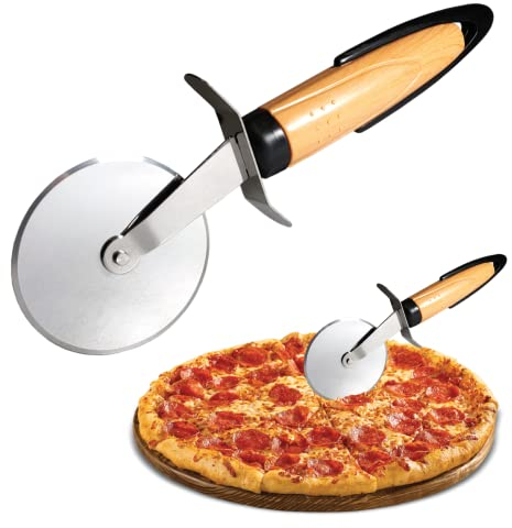 Rotella Tagliapizza - Ruota in Acciaio Inox Grande Formato Rondella Taglia Pizza Taglia Pasta Focaccia e Manico Ergonomico con Salvadita Tagliapasta