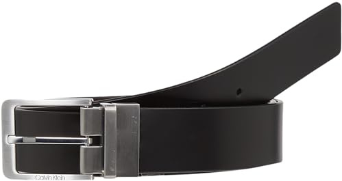 Calvin Klein Uomo Cintura Fibbia Quadrata, Marrone (Black/Brown), 120 cm