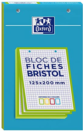 OXFORD Bloc de 30 fiches bristol 125X200 perforées Q5/5 vert