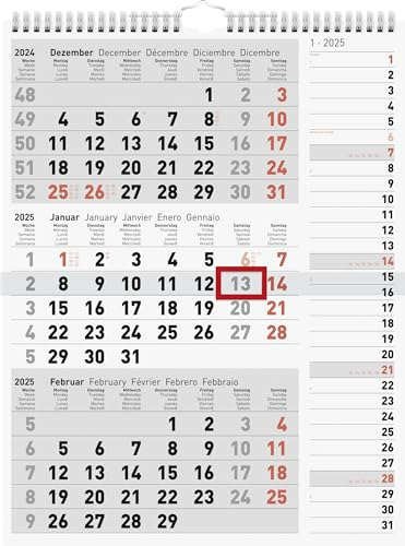 rido/idé 3-Monatskalender (2025), 1 Blatt = 3 Monate, 300 × 390 mm