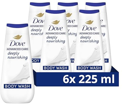 Dove Advanced Care Deeply Nourishing Body Wash Body Cleanser shower gel with skin-natural nutrients for instantly lotion-soft skin 6x 225 ml