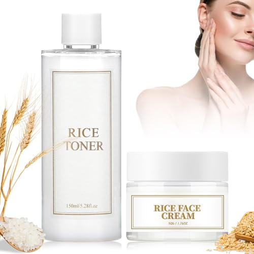 Rice Toner und Rice Cream, Koreanische Reis Extrakte, Toner Koreanisch, Reis Gesichtspflege Set, zum Reparieren Sie die Hautbarriere, Feuchtigkeitsspendend, Anti Aging, Straffende Haut