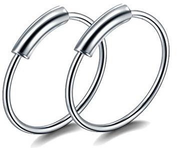 Decentraland 2 stycken 0,6 mm (22 g) silver, diameter 6 mm, septum, näsring, tragus, brosk, smycken, 316 L rostfritt stål, allergivänliga, örhängen, snäckring, piercingsmycken för kvinnor och män,