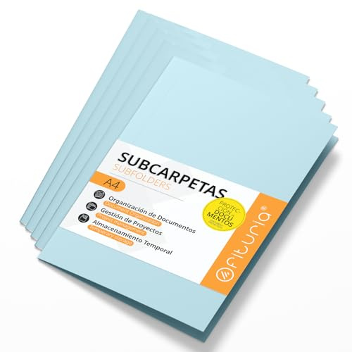 Cartelline Cartoncino A4, Raccoglitori Documenti di Carta 180gr, Cartella Portadocumenti per Archiviazione, Confezione da 50 Carpette Portadocumenti Colorate per Ordinare Documenti - Ofituria (Blu)